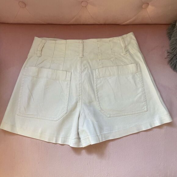 Maeve by Anthropologie The Colette Linen Blend Shorts Ivory Cream Size 27 - Picture 3 of 12